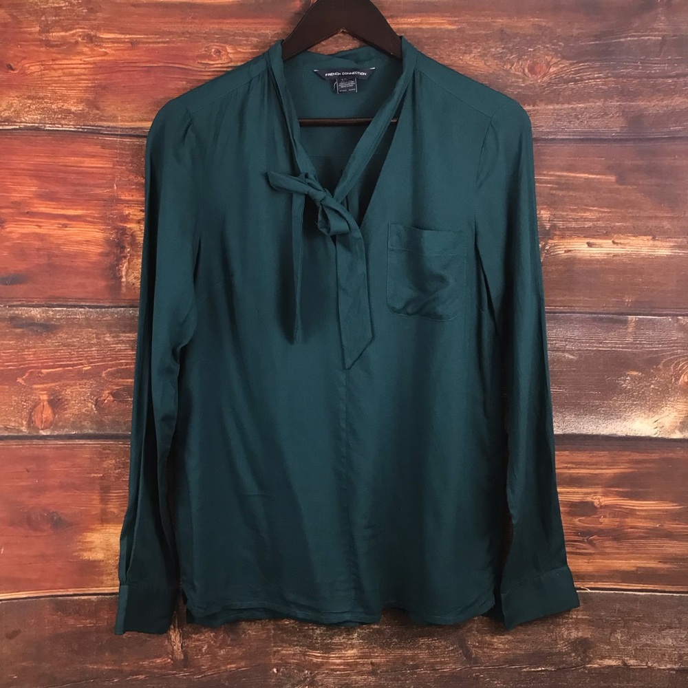French connection blouse long sleeve teal